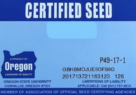 Blue Label Certified Seed used by Well Rooted Gardens for turf care